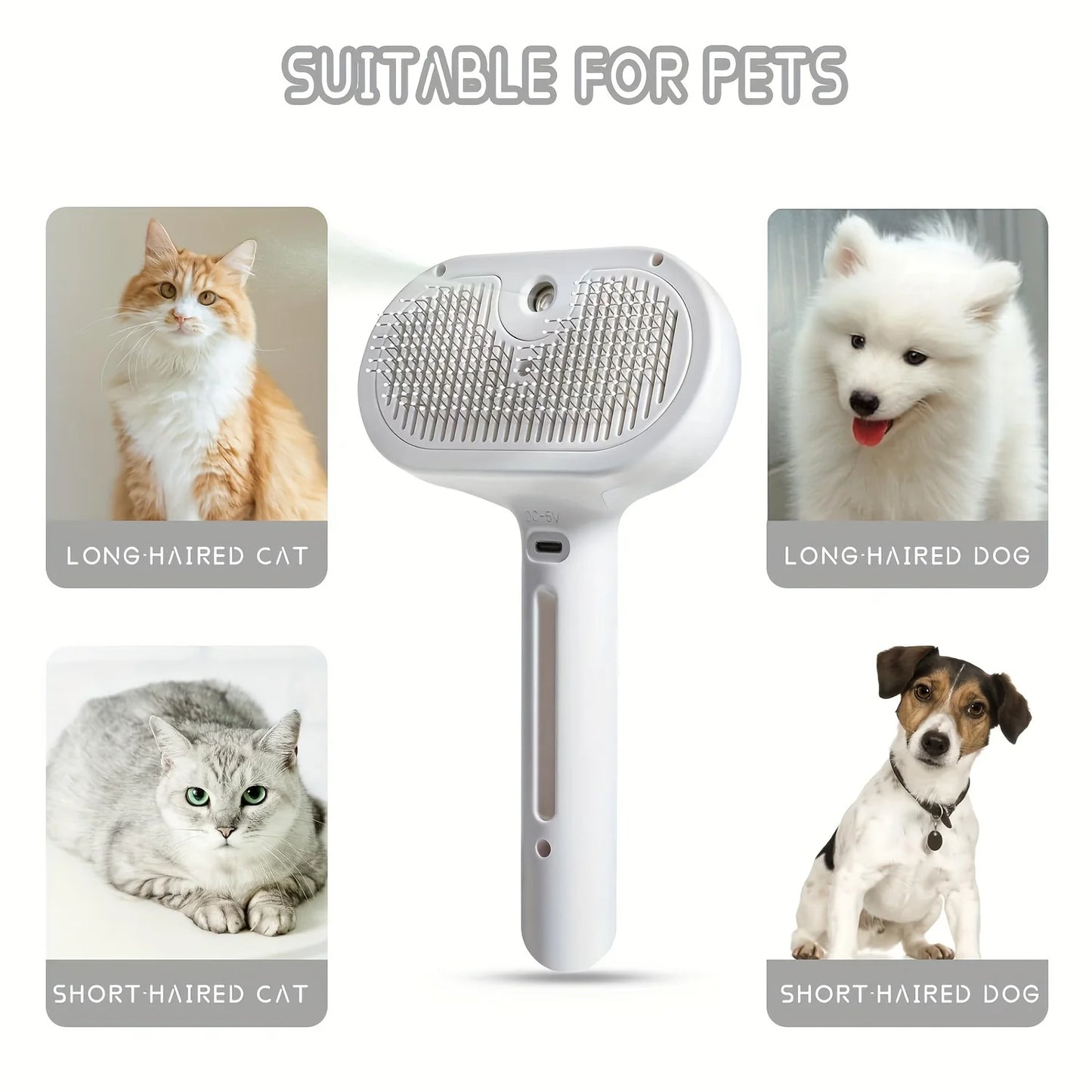 New Pet Spray Cat Comb Dog Hair Removal Comb USB Rechargeable Hair Pulling Knot Comb Pet Grooming Cleaning Tools