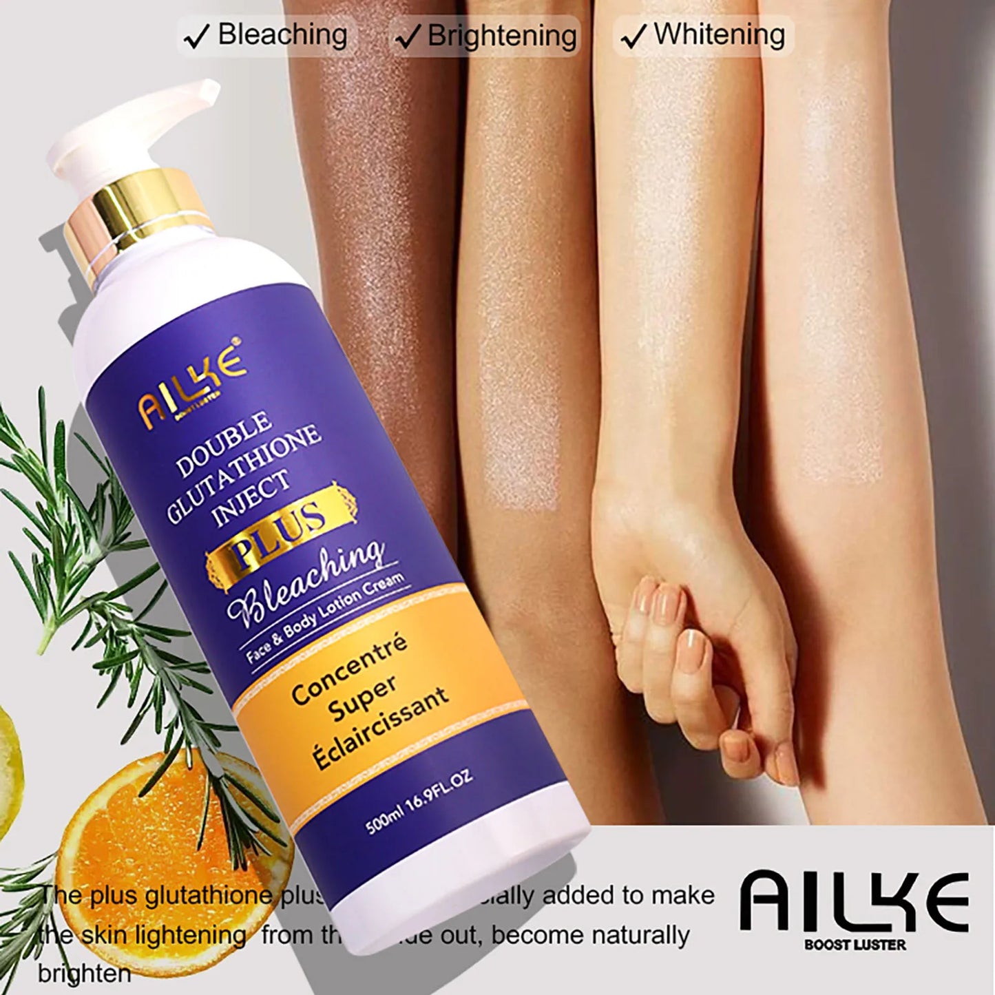 AILKE Glutathione PLUS Skin Care Set, Advanced Lightening Lotion, Moisturizes softens skin, Skin Glowing Range for Men Women