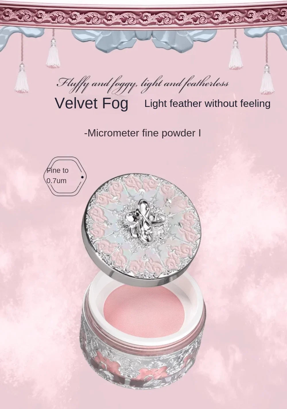 Flower Knows Swan Ballet Setting Loose Powder Makeup Matte Finishing Oil Control Rose Scent Loose Powder 12G/0.42OZ