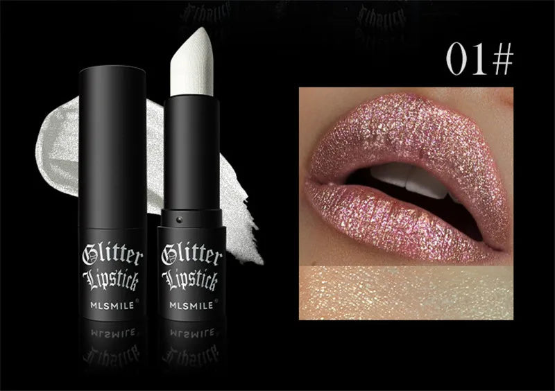 7 Colors Glitter Lipstick Waterproof Long Lasting Diamond Pearlescent Metallic Non-stick Cup Lipstick Women Lips Makeup Cosmetic