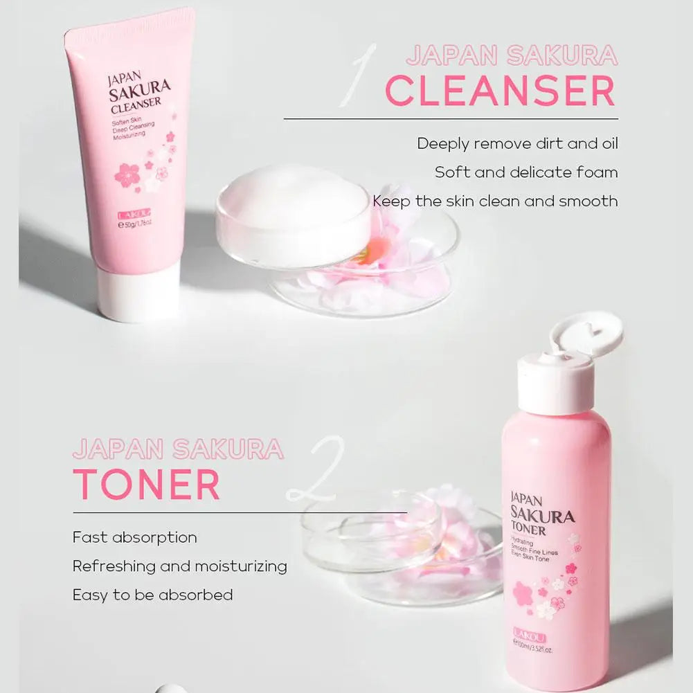 6pcs/Set Sakura Skin Care Sets Face Cream Serum Toner Facial Cleanser Sunscreen Eye Cream Face Skin Care Set Product Gift box