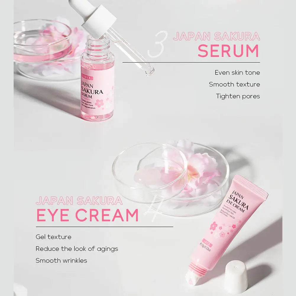 6pcs/Set Sakura Skin Care Sets Face Cream Serum Toner Facial Cleanser Sunscreen Eye Cream Face Skin Care Set Product Gift box