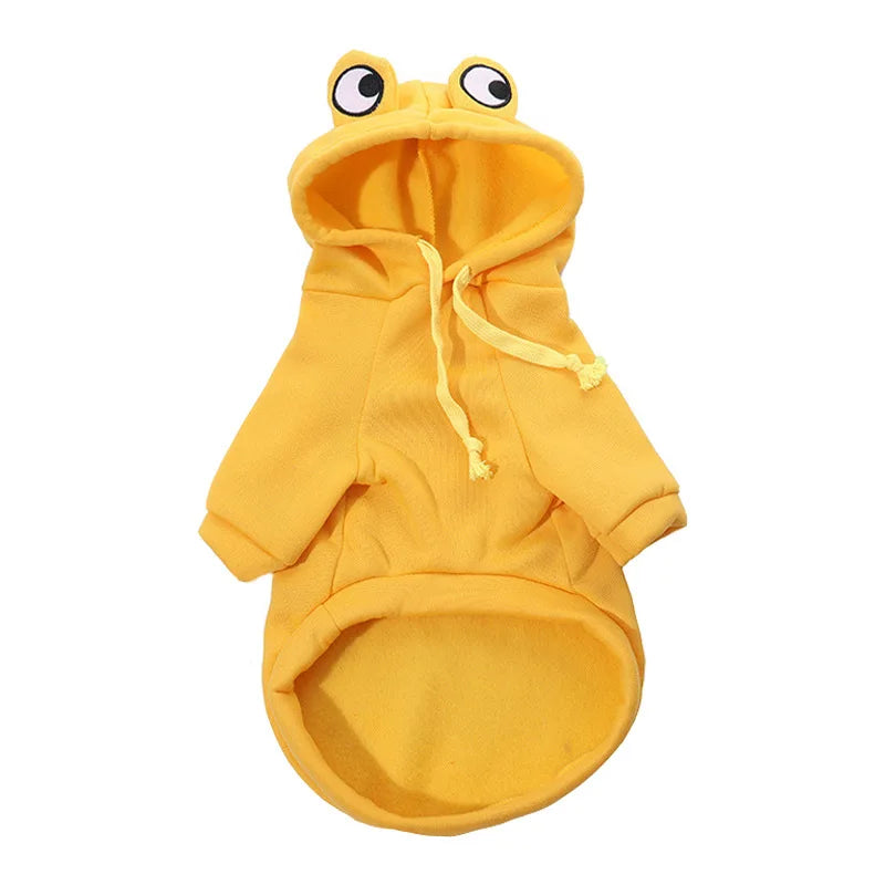 Puppy Cat Pet Hooded Cotton Suit Autumn and Winter Fleece Warm Frog Sweatshirt Pet Clothes Dog Apparel