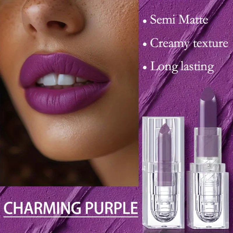 Purple Lip Gloss Moisturizing Matte Glamor Non-stick Cup High Pigmented Lipsticks For Cosplay Party Makeup Cosmetics