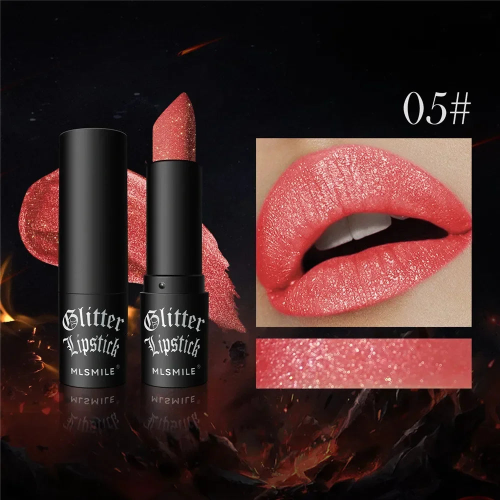 7 Colors Glitter Lipstick Waterproof Long Lasting Diamond Pearlescent Metallic Non-stick Cup Lipstick Women Lips Makeup Cosmetic