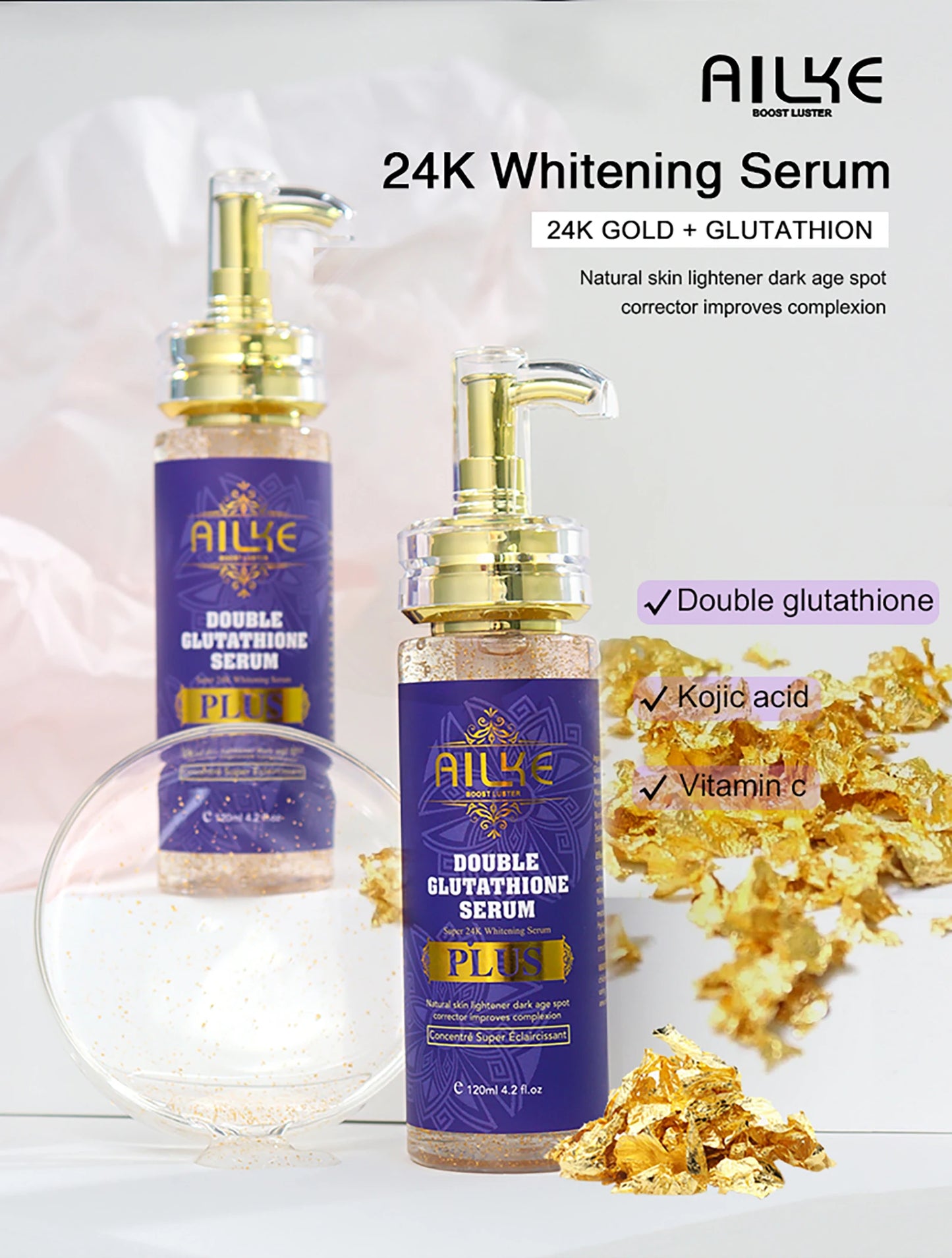 AILKE Glutathione PLUS Skin Care Set, Advanced Lightening Lotion, Moisturizes softens skin, Skin Glowing Range for Men Women