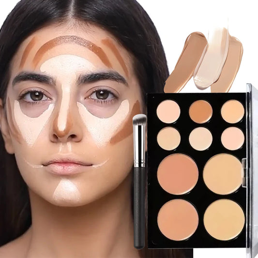 10-color Concealer Palette With brush Moisturizing Cover Dark Circles And Acne Marks Makeup Contouring Cream Shadow Cosmetics