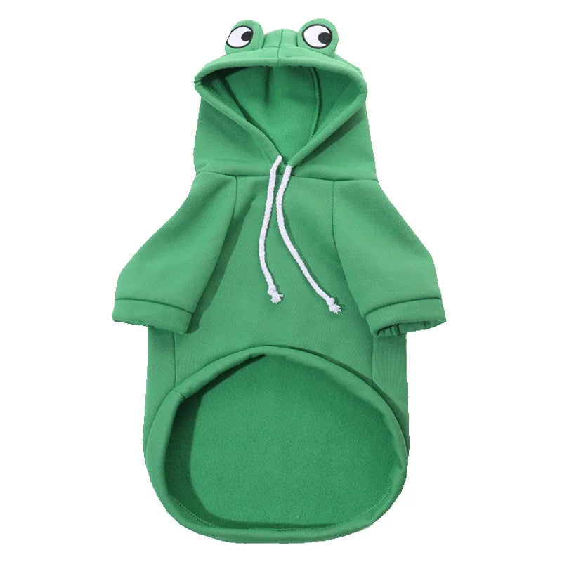 Puppy Cat Pet Hooded Cotton Suit Autumn and Winter Fleece Warm Frog Sweatshirt Pet Clothes Dog Apparel