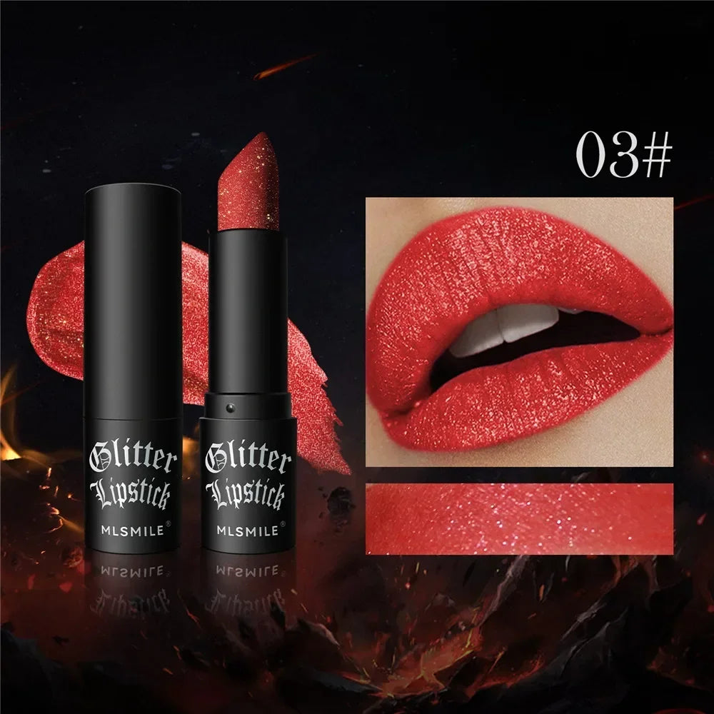 7 Colors Glitter Lipstick Waterproof Long Lasting Diamond Pearlescent Metallic Non-stick Cup Lipstick Women Lips Makeup Cosmetic