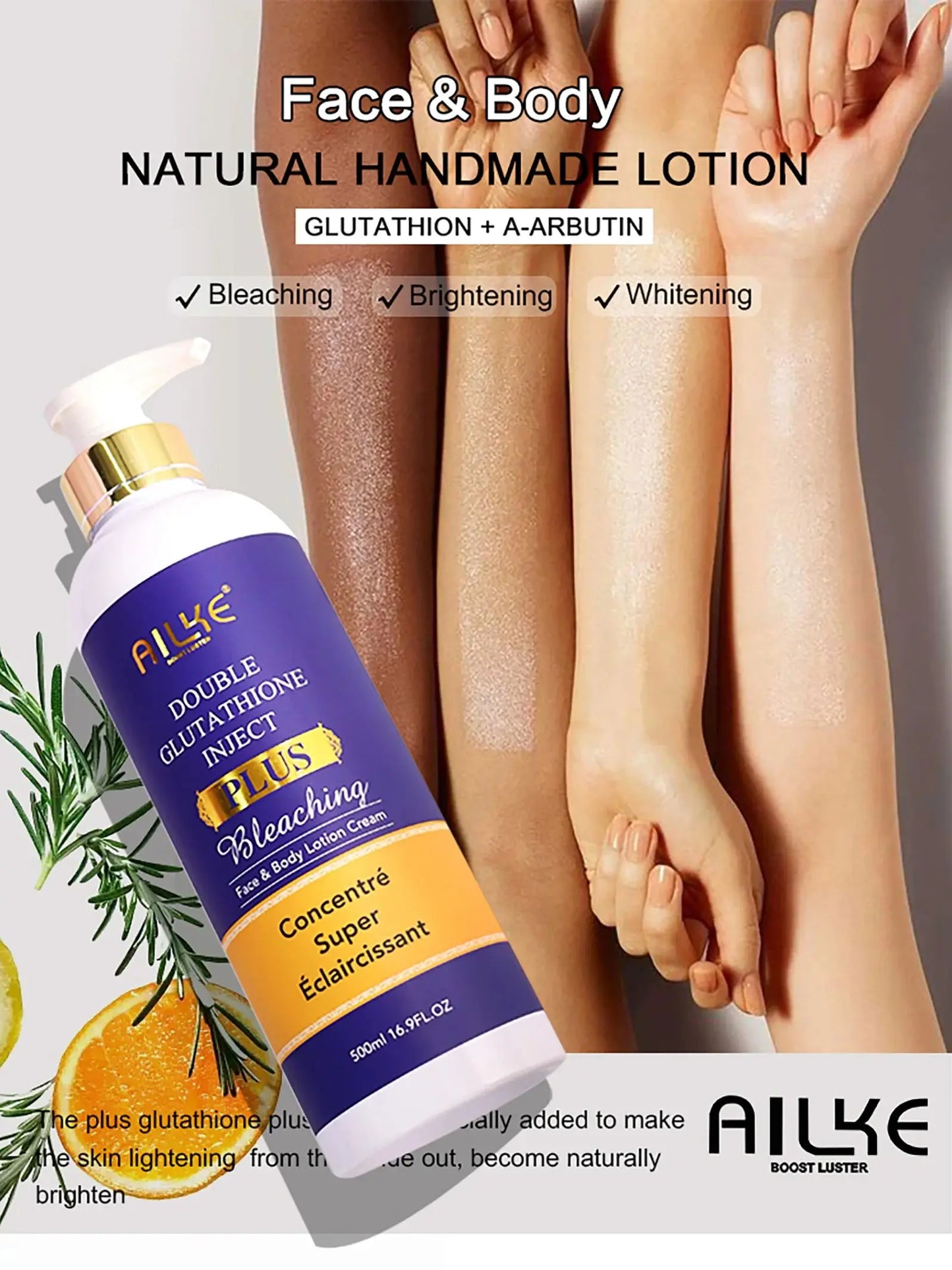 AILKE Glutathione PLUS Skin Care Set, Advanced Lightening Lotion, Moisturizes softens skin, Skin Glowing Range for Men Women