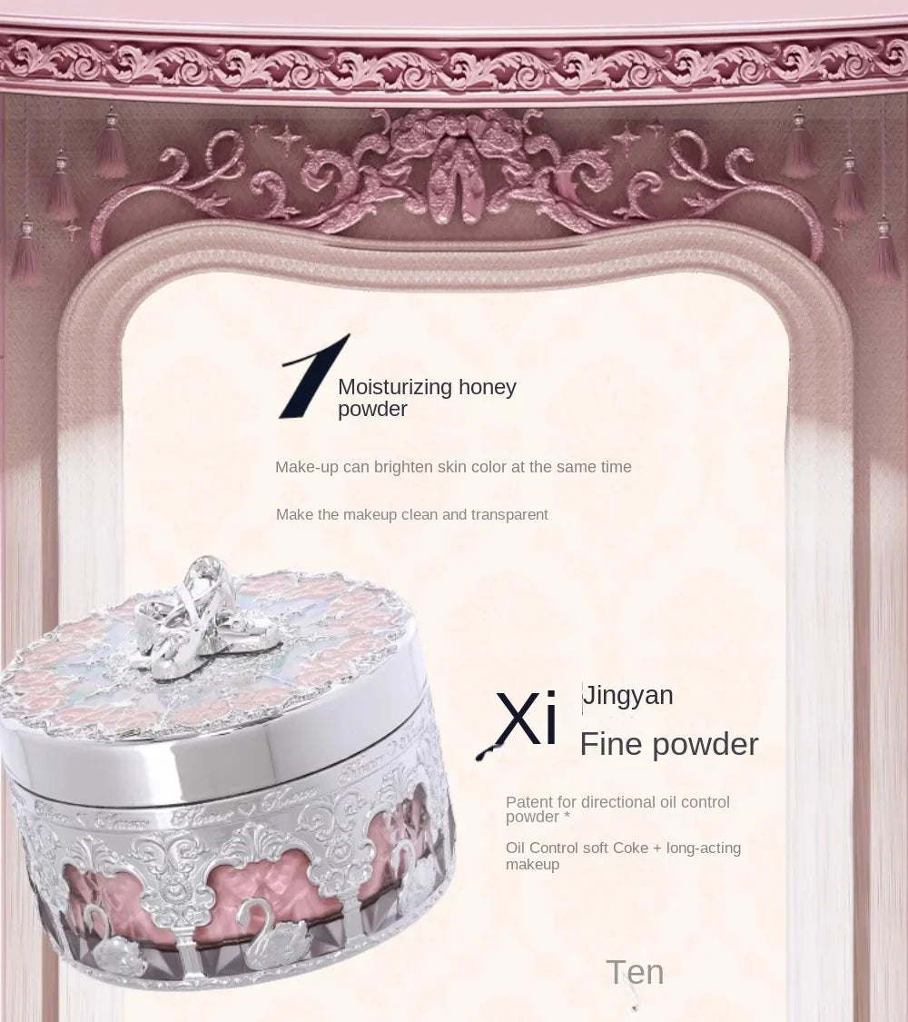 Flower Knows Swan Ballet Setting Loose Powder Makeup Matte Finishing Oil Control Rose Scent Loose Powder 12G/0.42OZ