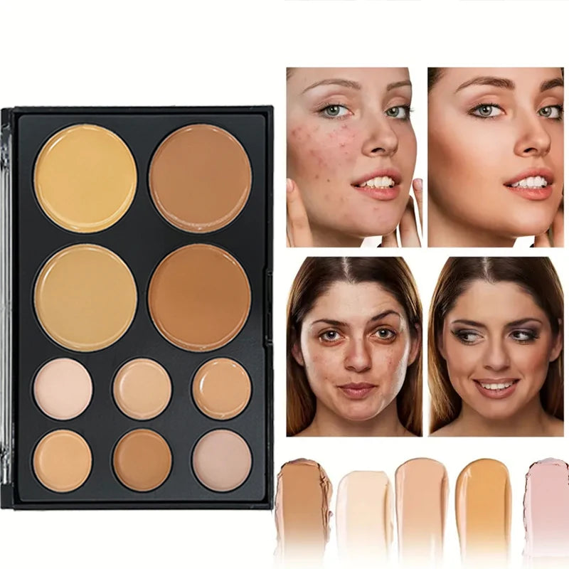 10-color Concealer Palette With brush Moisturizing Cover Dark Circles And Acne Marks Makeup Contouring Cream Shadow Cosmetics