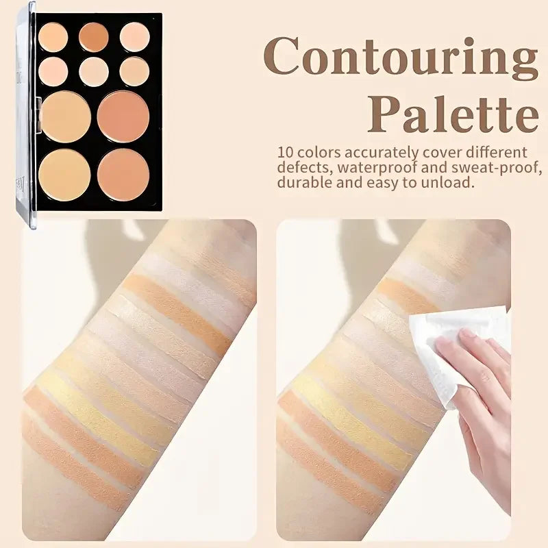 10-color Concealer Palette With brush Moisturizing Cover Dark Circles And Acne Marks Makeup Contouring Cream Shadow Cosmetics