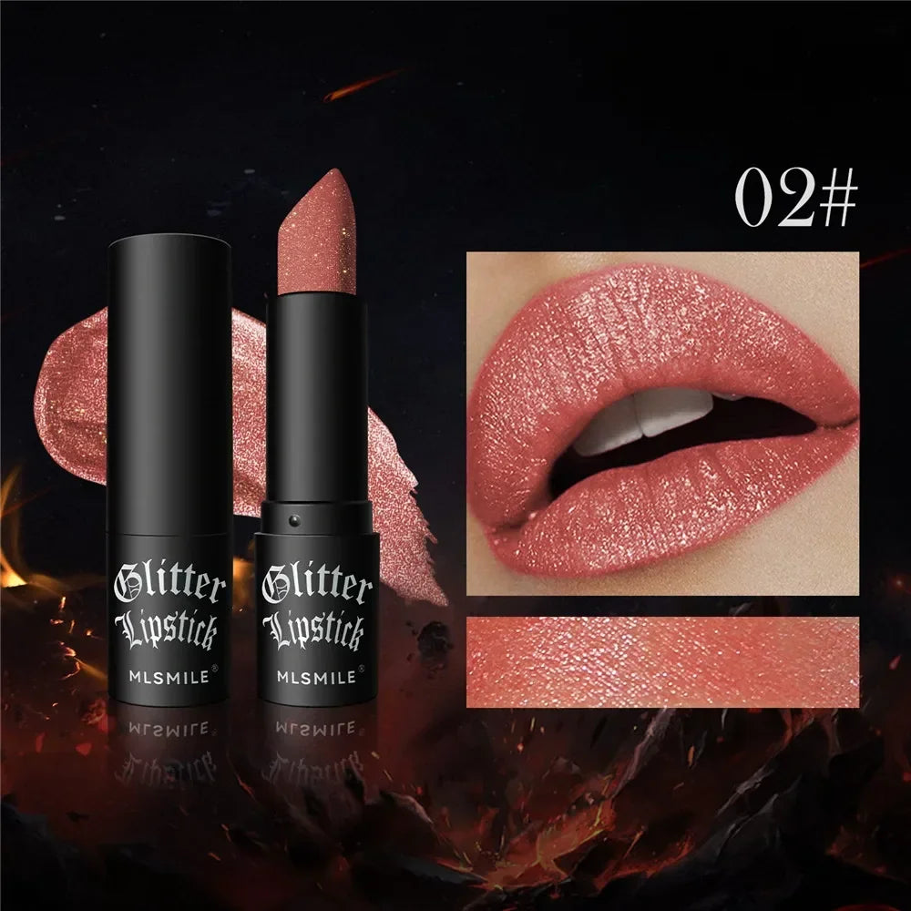 7 Colors Glitter Lipstick Waterproof Long Lasting Diamond Pearlescent Metallic Non-stick Cup Lipstick Women Lips Makeup Cosmetic