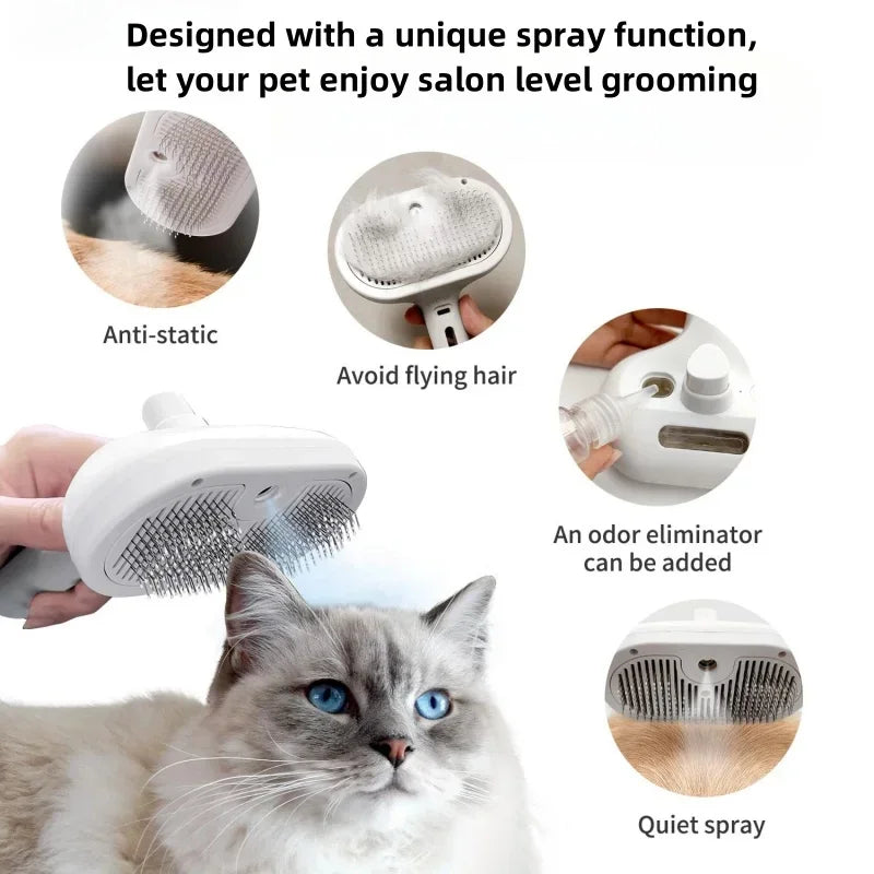 Upgraded Pet Spray Grooming Comb Steamy Floating Hair Removal Cleaning Steam Brush Styling for Dogs Cats Accessories