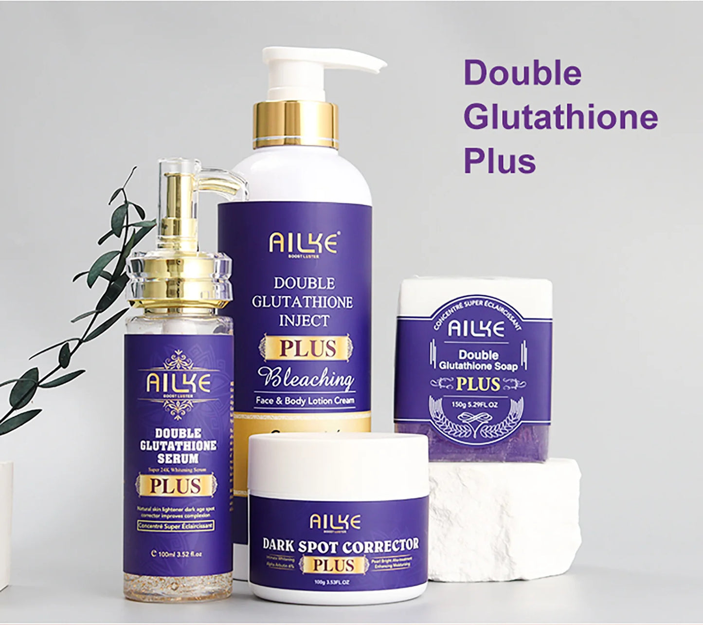 AILKE Glutathione PLUS Skin Care Set, Advanced Lightening Lotion, Moisturizes softens skin, Skin Glowing Range for Men Women