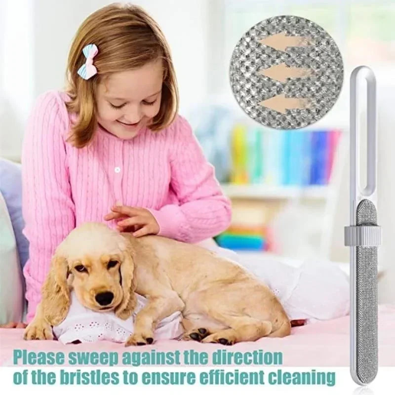 Lint Remover Electrostatic Pet Hair Removal Brush Double-Sided Couch Clothes Cleaning For Furniture Laundry with Self-Clean Loop