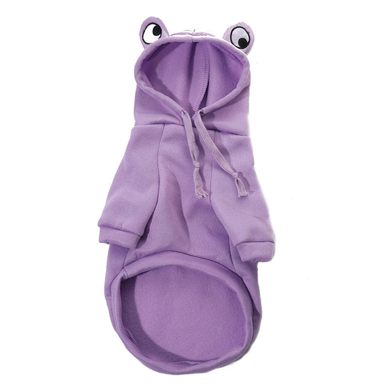 Puppy Cat Pet Hooded Cotton Suit Autumn and Winter Fleece Warm Frog Sweatshirt Pet Clothes Dog Apparel