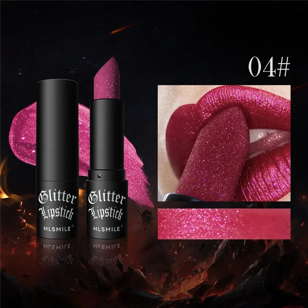 7 Colors Glitter Lipstick Waterproof Long Lasting Diamond Pearlescent Metallic Non-stick Cup Lipstick Women Lips Makeup Cosmetic