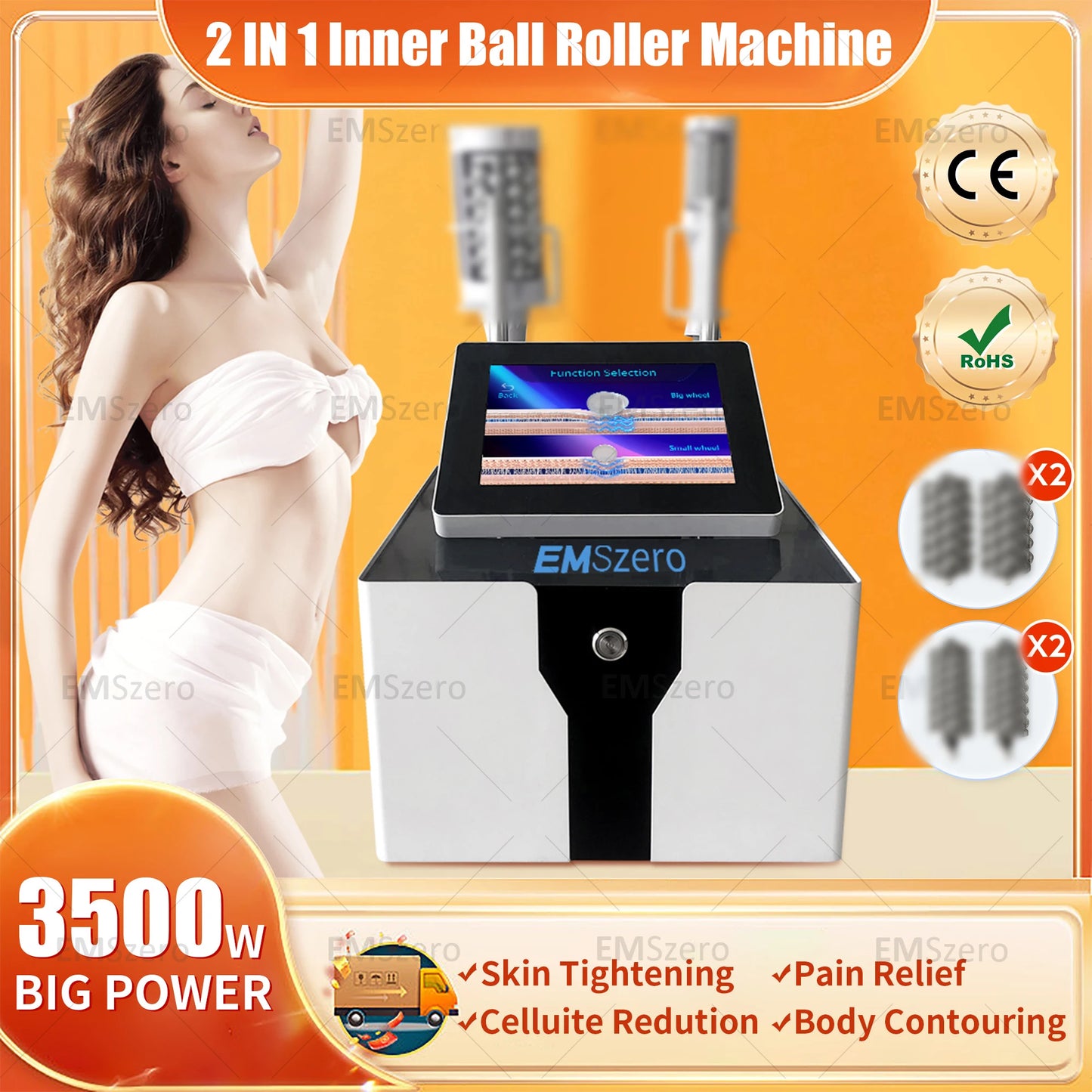 Profession Emszero Body Sculpt Ems Microcorrent Roller Machine 15 tesla Inner Ball Cellulite remove Device