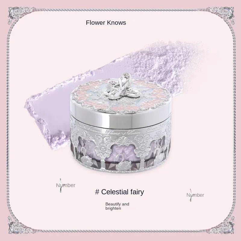 Flower Knows Swan Ballet Setting Loose Powder Makeup Matte Finishing Oil Control Rose Scent Loose Powder 12G/0.42OZ