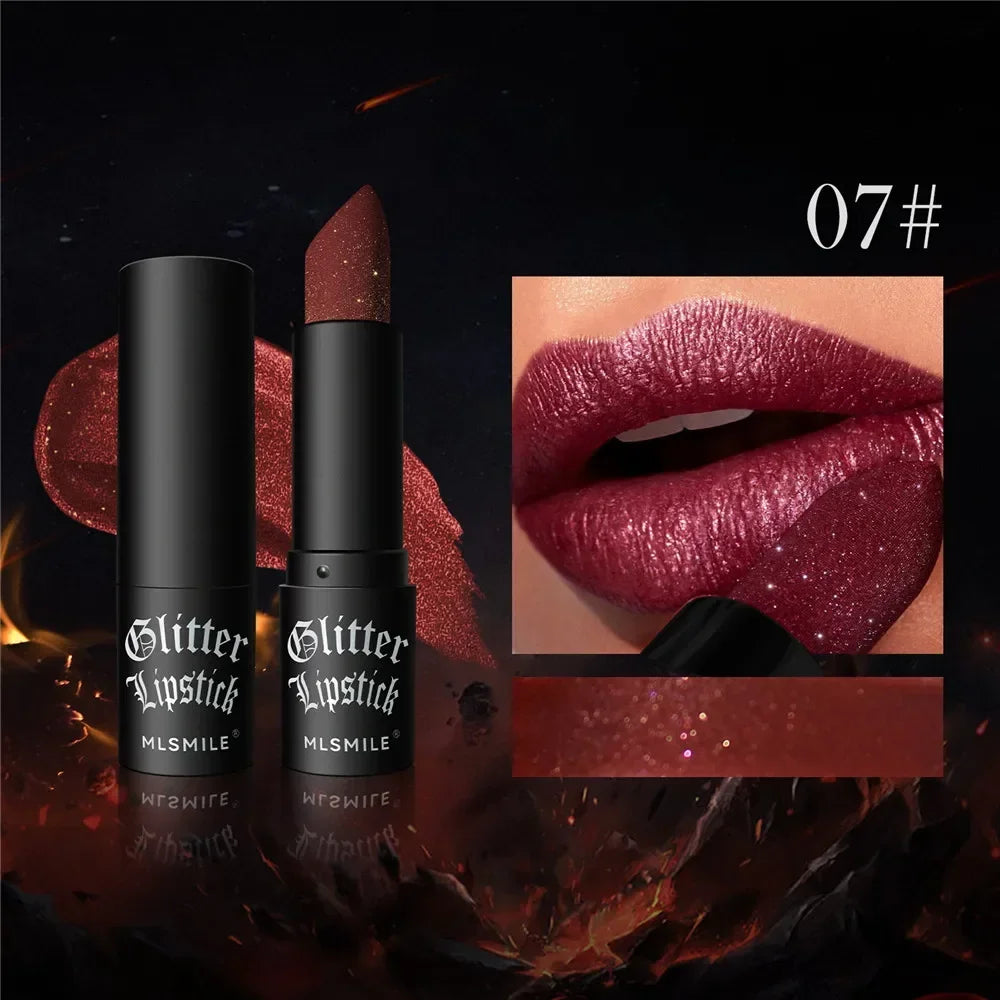 7 Colors Glitter Lipstick Waterproof Long Lasting Diamond Pearlescent Metallic Non-stick Cup Lipstick Women Lips Makeup Cosmetic