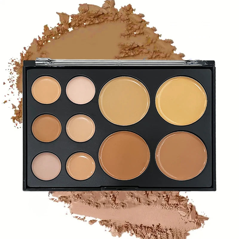 10-color Concealer Palette With brush Moisturizing Cover Dark Circles And Acne Marks Makeup Contouring Cream Shadow Cosmetics