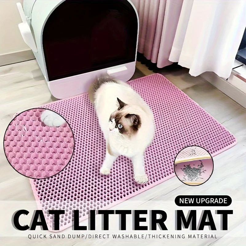 1Pc Large Size Cat Litter Mat-Advanced Honeycomb Double Layer Design,Urine Waterproof,Easy Cleaning,Scatter Control,Stay Clean