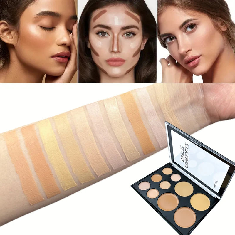 10-color Concealer Palette With brush Moisturizing Cover Dark Circles And Acne Marks Makeup Contouring Cream Shadow Cosmetics