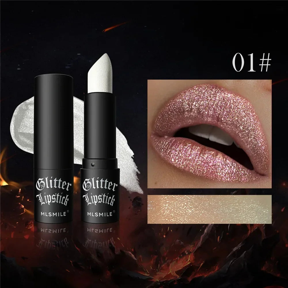 7 Colors Glitter Lipstick Waterproof Long Lasting Diamond Pearlescent Metallic Non-stick Cup Lipstick Women Lips Makeup Cosmetic