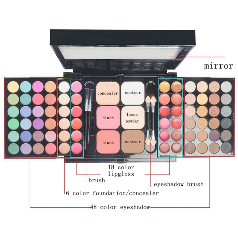 40/74/78 Colors Pearlescent fine Glitter Eyeshadow Palette Matte Waterproof Long Lasting Pressed Powder Cosmetics Women MakeUp